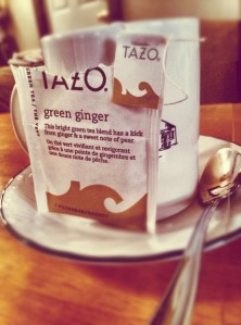 Mug of Tazo Green Ginger Tea
